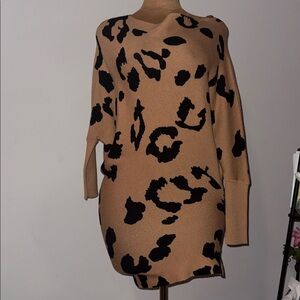 Fashion Nova Asymmetrical Leopard Print Dress - Tan and Black